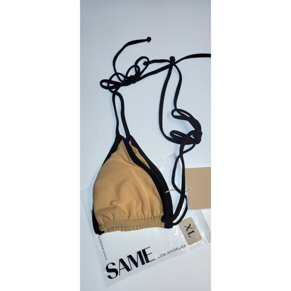 SAME LOS ANGELES BIKINY WOMENS Triangle Top Faux Suede Size XL Beige - Picture 3 of 4